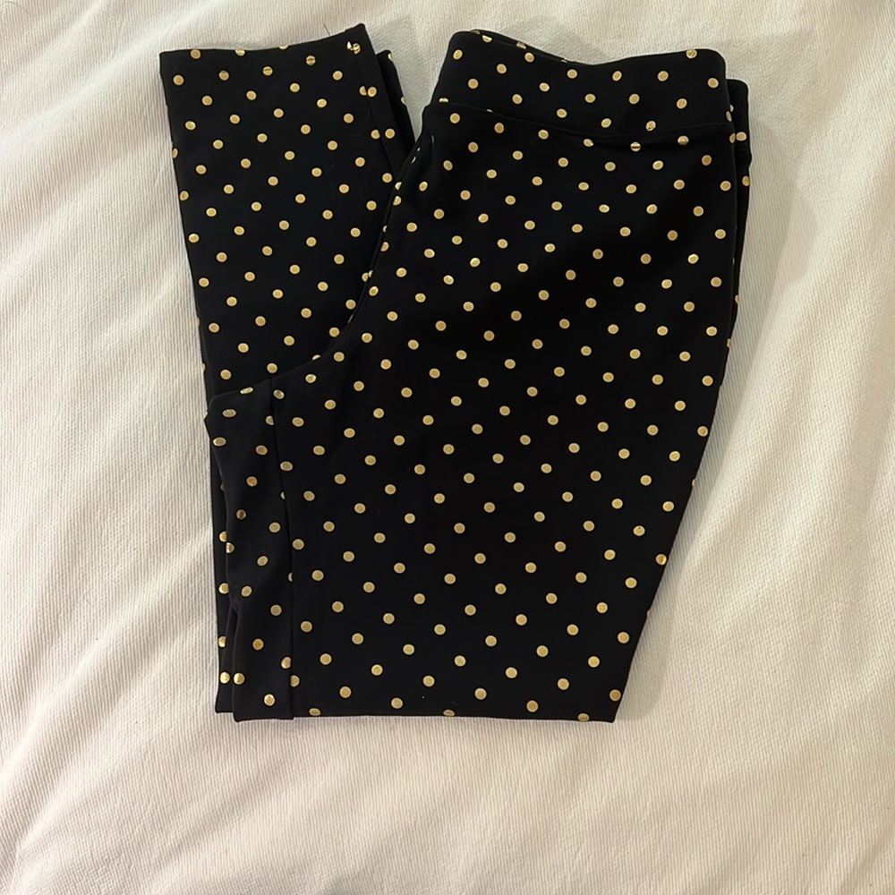 Cest 1946 Blk/gold polka dot pants size L slide on Like New!